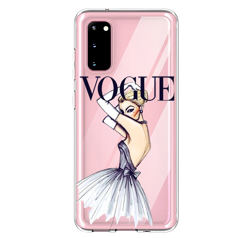 

Luxury soft silicone VOGUE Girl phone case For Samsung A50 Case A70 A10 A20 A40 A11 A21 A31 A51 A3 A4 A5 A6 A7 A8 2018 Note 9 10