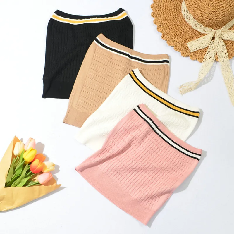 -Color Block Striped Knitted Small Vest Bra 2021 Summer Casual Women Camisole Women Crop Top