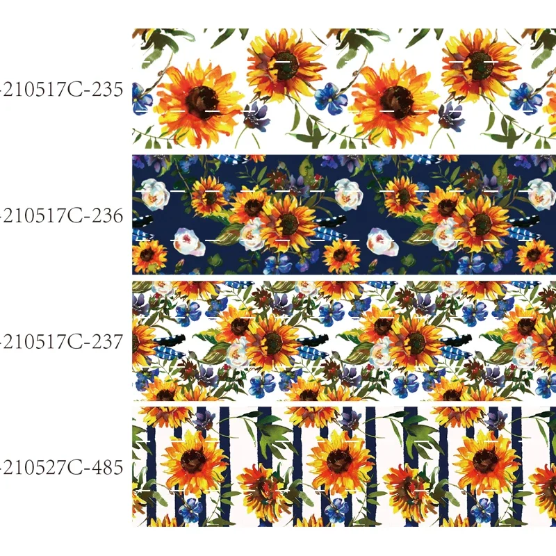 

Sunflower Pattern Grosgrain Ribbon Heart Transfer Printed 10yards for DIY Hair Bow
