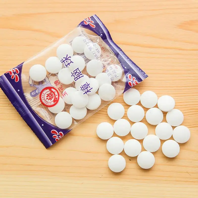 

New 20pcs/bag Natural Mothballs Anti-mold Mildew Proof Moth Repellent Camphor Ball Wardrobe Drawer Pest Control Deodorizer TSLM2