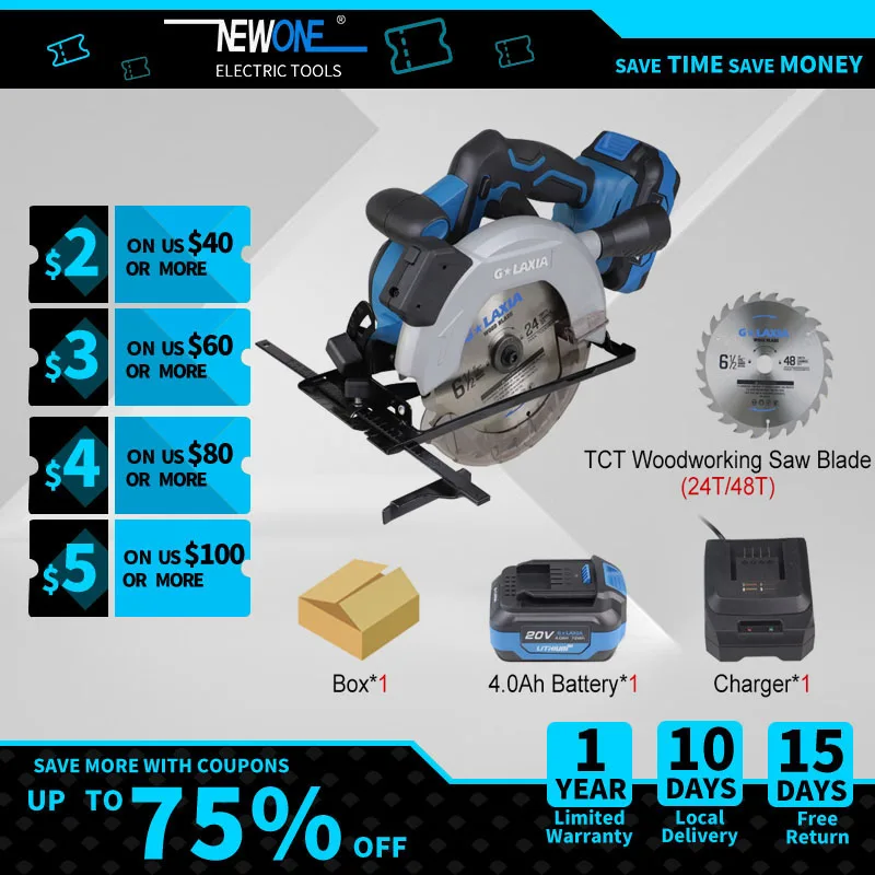 

NEWONE 20V battery cordless 165mm,Electric Circular Saw,Multifunctional Cutting Mdle, High Power and Multi-function Cutting Mach
