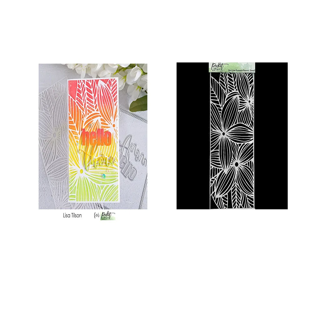 

Plumeria Flowers Slim Line Airbrush Painting Decor Stencils for Diy Scrapbooking Art Ablum Diary Stamp Crafts New Arrival
