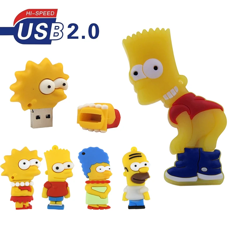 Силиконовая модель Bart Simpson Familly 128MB 32GB 64GB карта памяти USB флешка U диск ручка привод