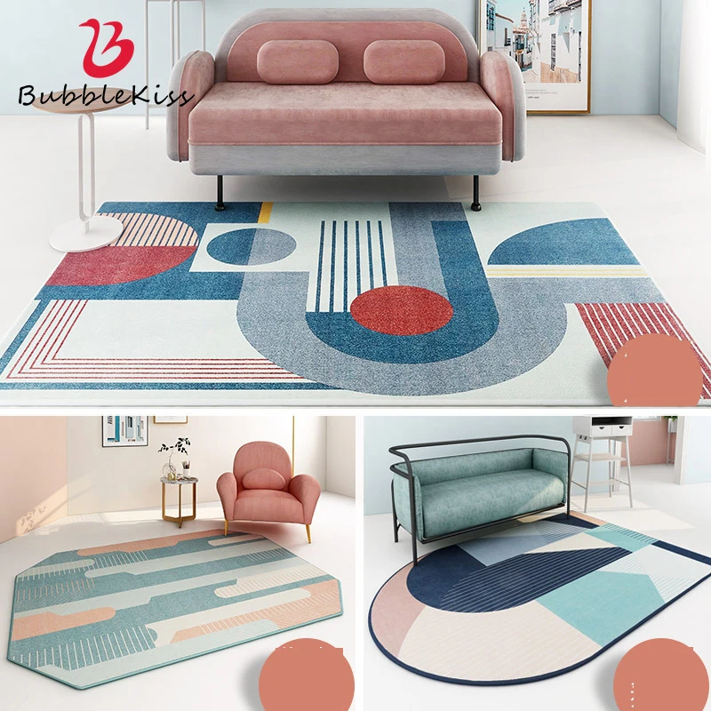 Ковер с геометрическим узором в японском и корейском стиле воздушный поцелуй для