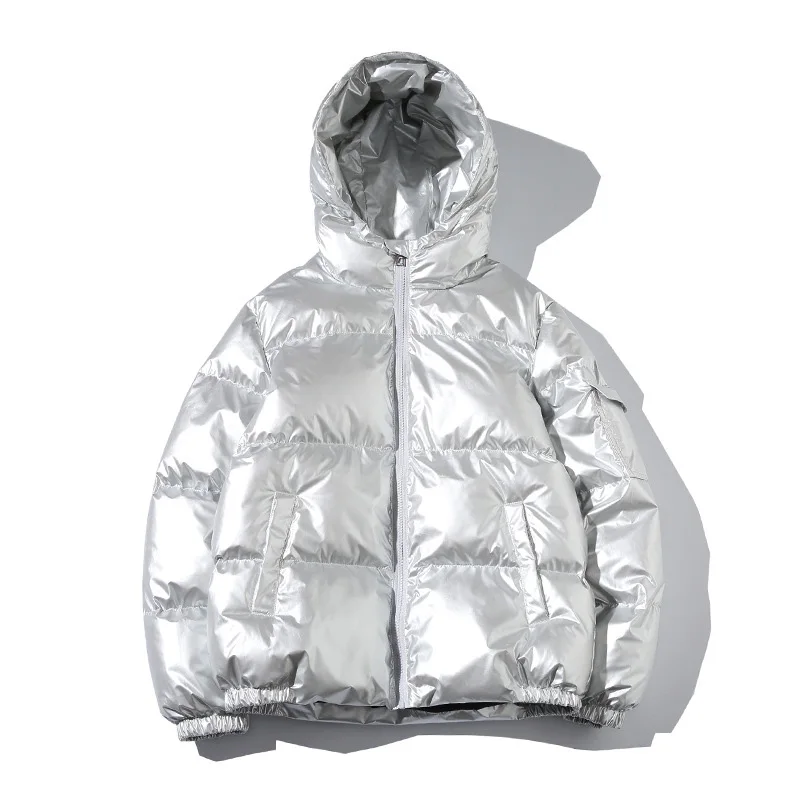

2021 Women's Jacket Winter Glossy Silver/Black/Gold/Blue Plus Size Hooded Parka Outwear Down Padded Coats Female 5XL