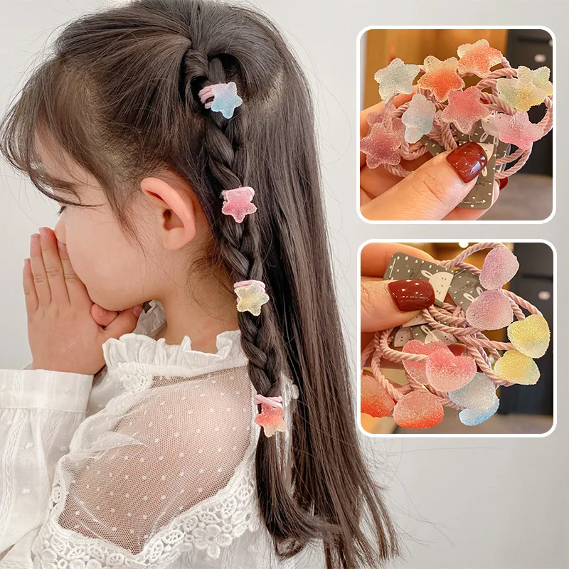 

1Pair Star Heart Style Resin BabyHair Bands Hairclips Children Hair Ropes Girls Hair Accessories Kids Elastic