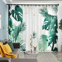 modern semi blackout curtains for bedroom customized window curtain living room tropical plants green leaves printed drapes