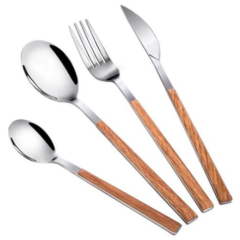 Новый 4 шт Серебристый цвет набор столовых приборов из нержавеющей стали с