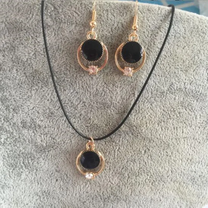 Корейский модный винтажный простой черный кожаный шнур Хрустальный сплав