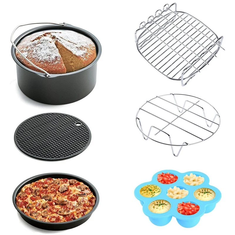 

6Pcs Air Fryer Accessories for Gowise Phillips and Cozyna, Fit All 3.7QT - 5.3QT with 7 Inch Diameter