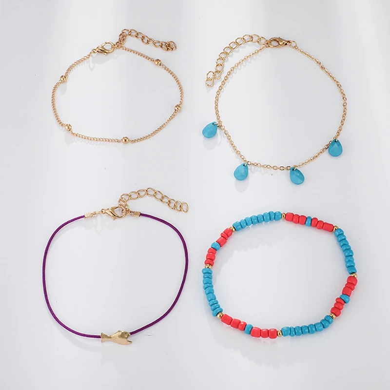 Женский разноцветный Пляжный браслет на лодыжку летняя пляжная цепочка ногу