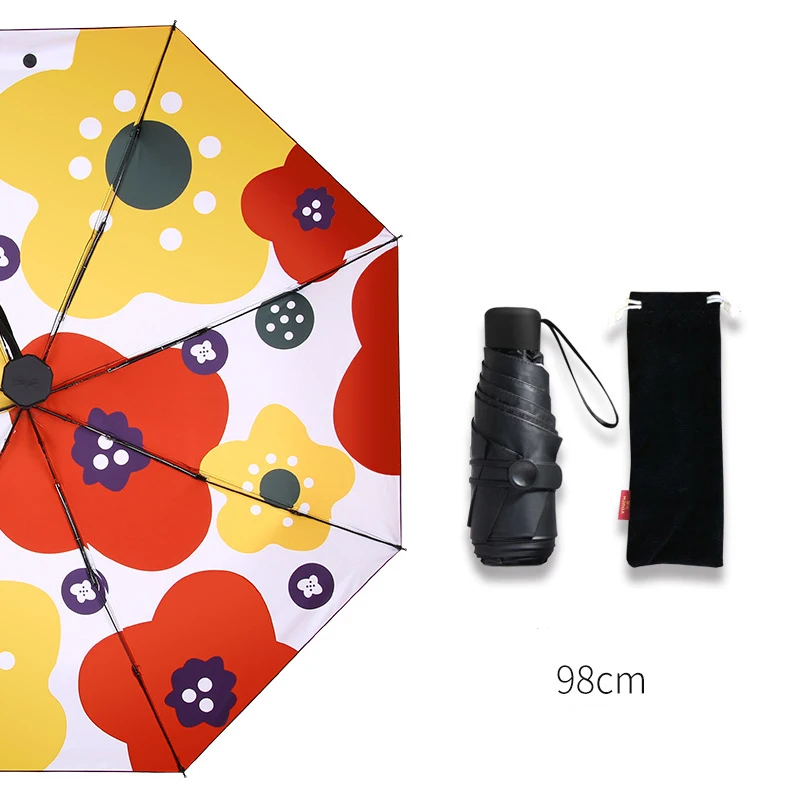 For Girl And Woman Mini Pocket Umbrella UV Protection Five-Folding Flower Design Windproof Parasol | Дом и сад