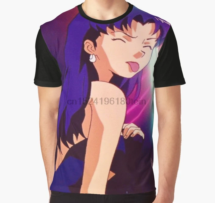 По всей поверхности принт 3D Футболка мужская забавная футболка Evangelion Misato