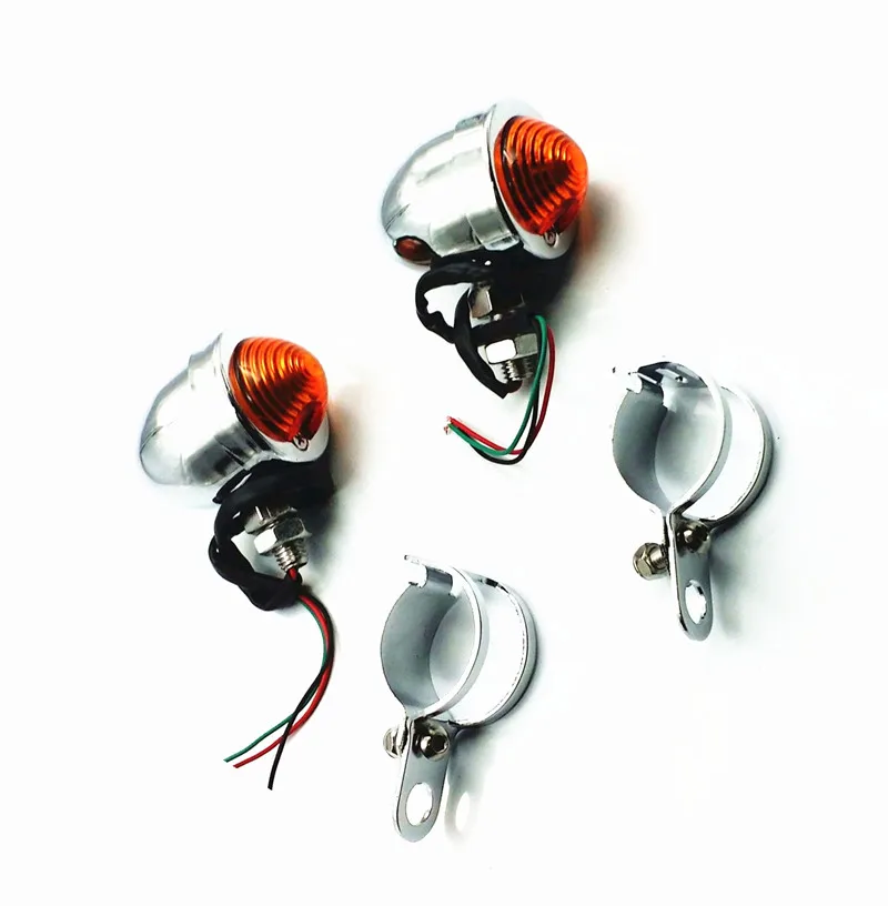 

Turn Signal Running Light Fork Clamps For Honda Kawasaki Suzuki Harley Vintage