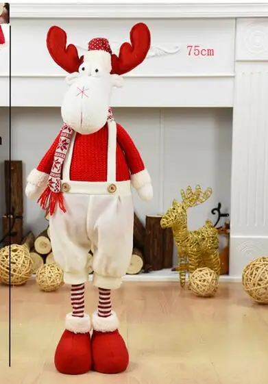 75cm Год 100cm Christmas Dolls Retractable Santa Claus Snowman Elk Toys Figurines Christmas Gift Tree Ornament - Цвет: 75cm