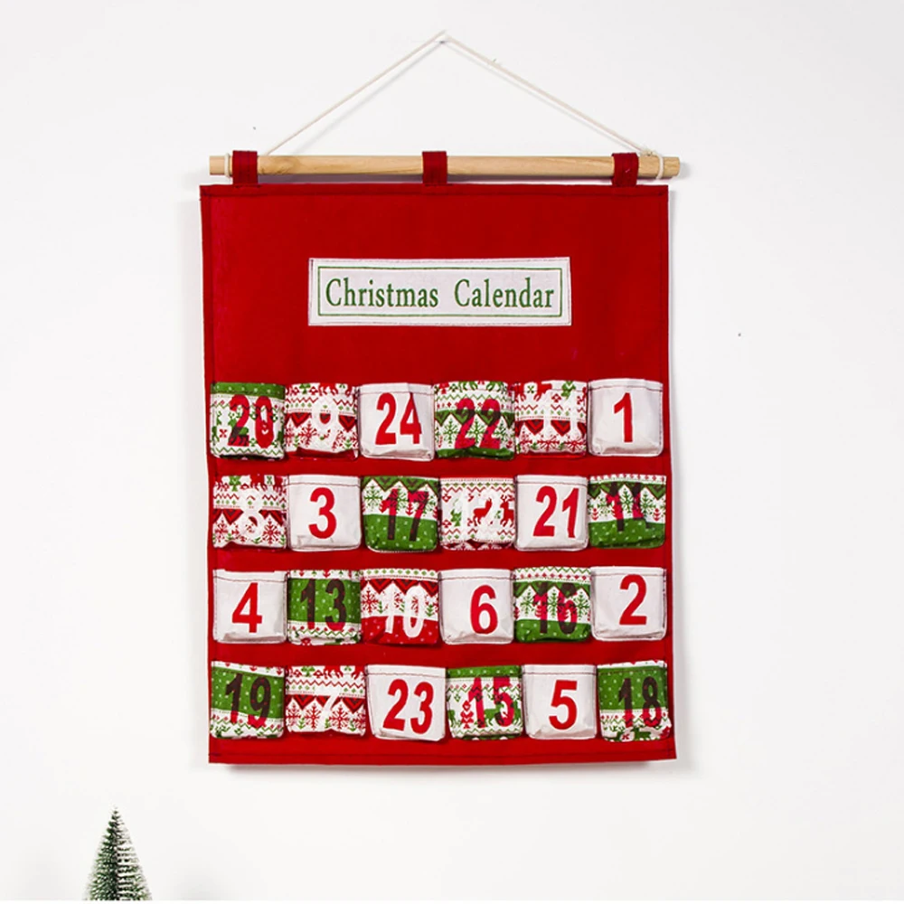 

Christmas Festival Countdown Calendar Storage Hanging Bag Multi-Layer Candy Storage Pouch Christmas Advent Calendar Home Decor