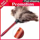 Щетка для пыли из страусиных перьев, антистатический инструмент с деревянной ручкой, бытовая мебель, автомобильный пылеочиститель, Прямая поставка