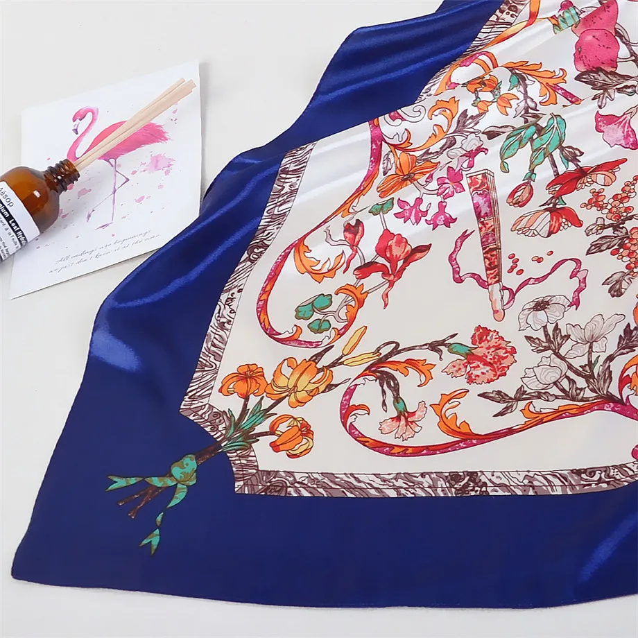 

Birds Floral Winter Scarf Women Square Scarves Female Kerchief Fashion Bandana Handkerchief For Ladies Hijab Brand Scarves