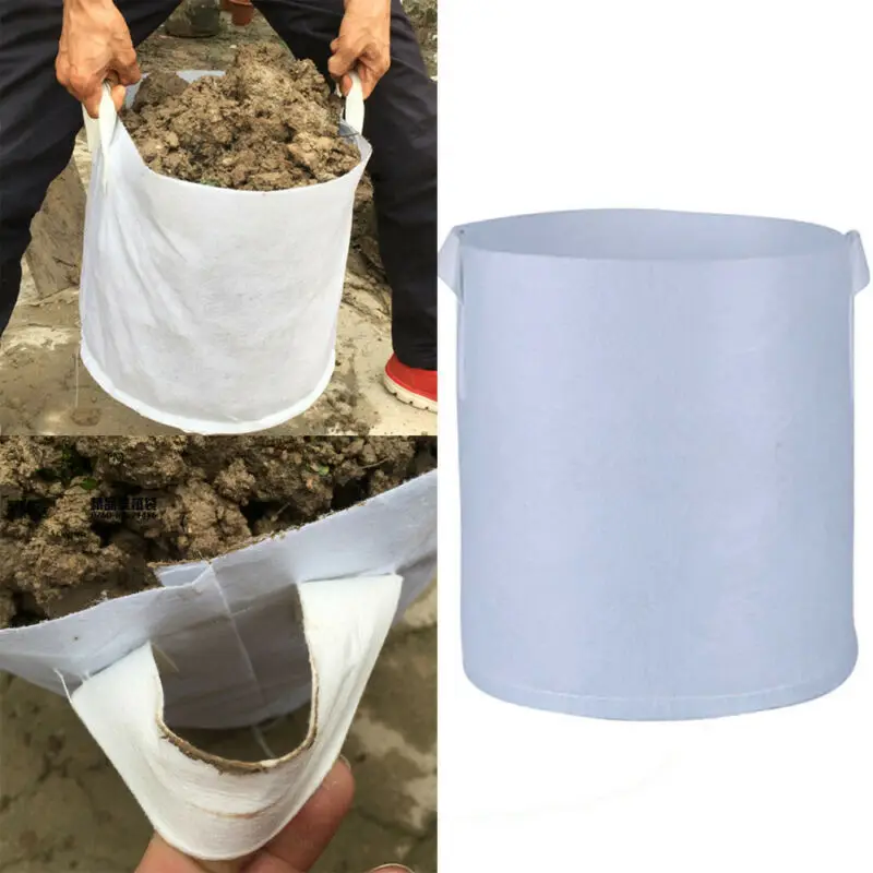 

5pcs Grow Bags Root Pouch W/ Handle Planting Container White Non-woven