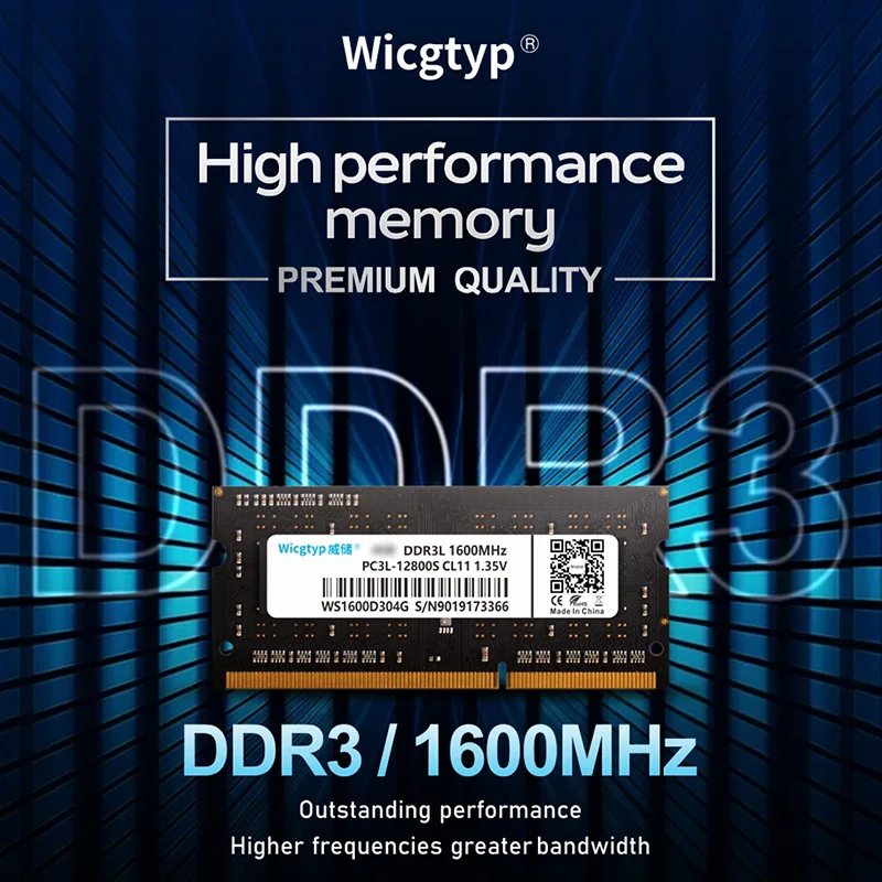 Оперативная память Wicgtyp DDR3 4 ГБ 8 1600 МГц 204pin для ноутбука с высокой