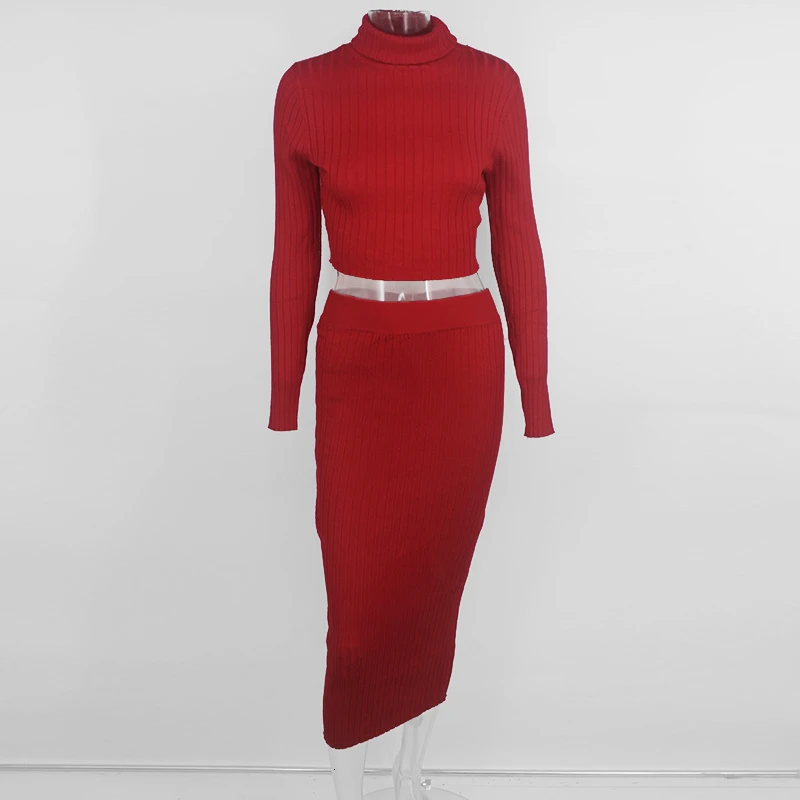 Fuedage сексуальное осеннее Женский комплект 2 шт. платье красный короткий топ