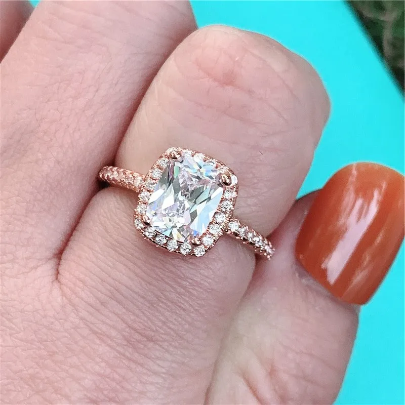

Dazzling Female ring 925 Sterling silver Cushion cut AAAAA Cz Stone Party Wedding Band Rings for women Bridal Engagement Jewelry