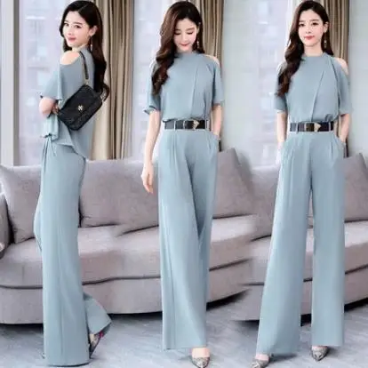 2019 Летний Новый женский комплект из двух предметов элегантные топы блузка и