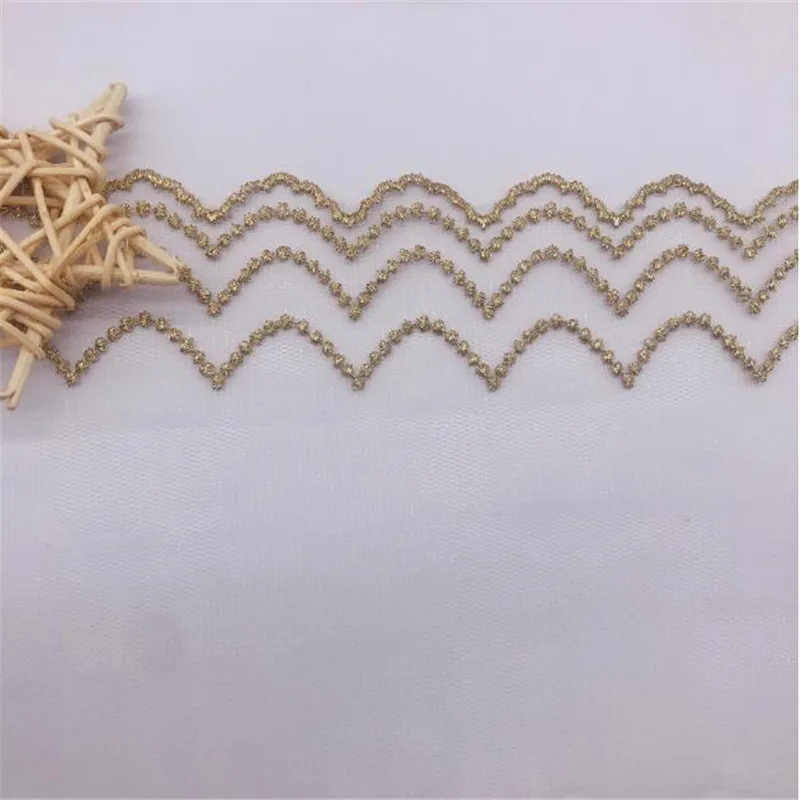 1 ярд новый золотой слоновой кости розовый мягкий тюль Вышивка Кружева отделка