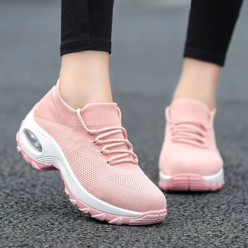 

Woman New Spring Lace Up Casual Shoes Woman Air Mesh Breathable Sport Shoes Woman Chunky Platform Sneakers Tenis Feminino QJ