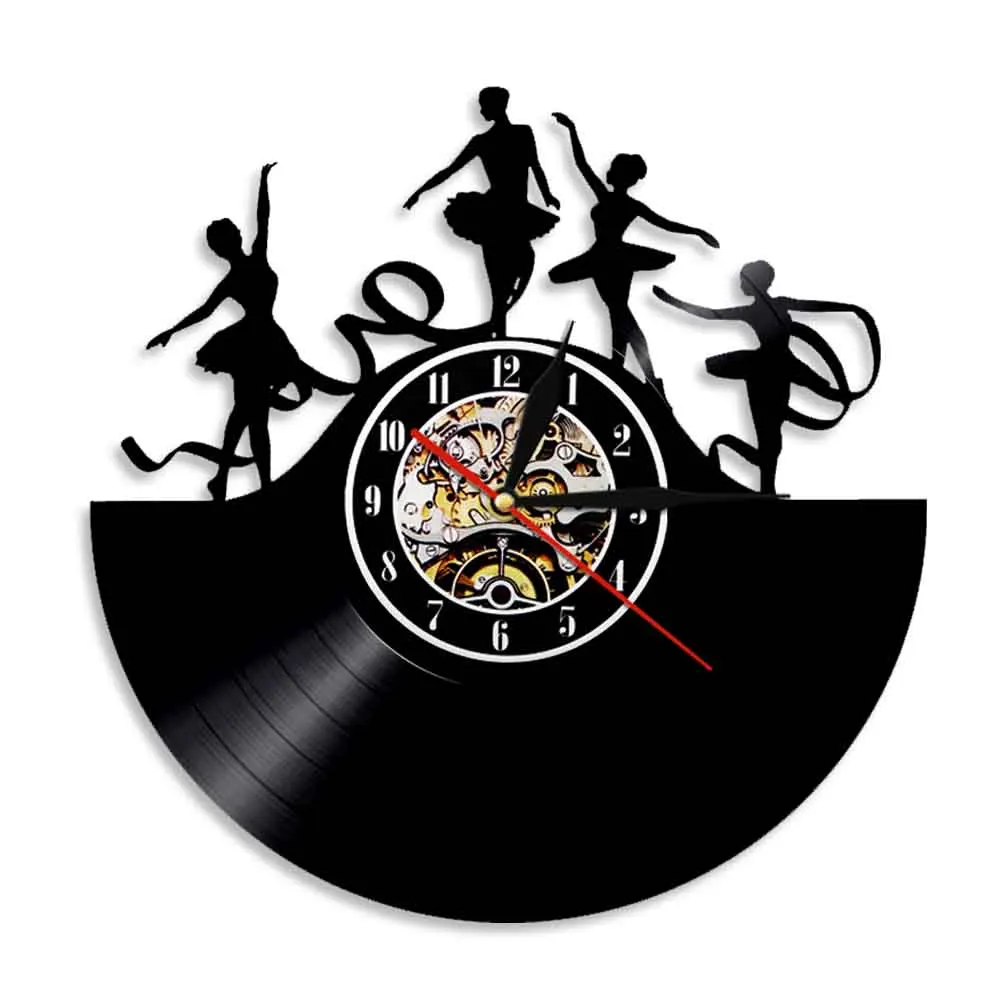 Настенные часы с виниловой пластиной для танцев балерины ночной лампой LP