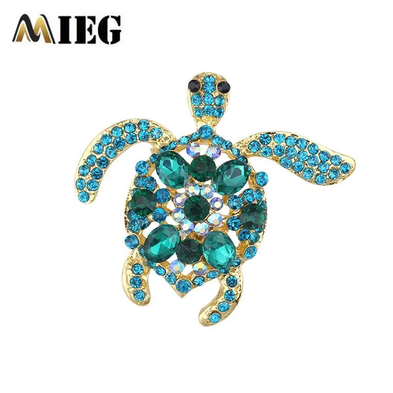 MIEG фирменные милые Черепаховые стразы броши булавки для морской одежды с