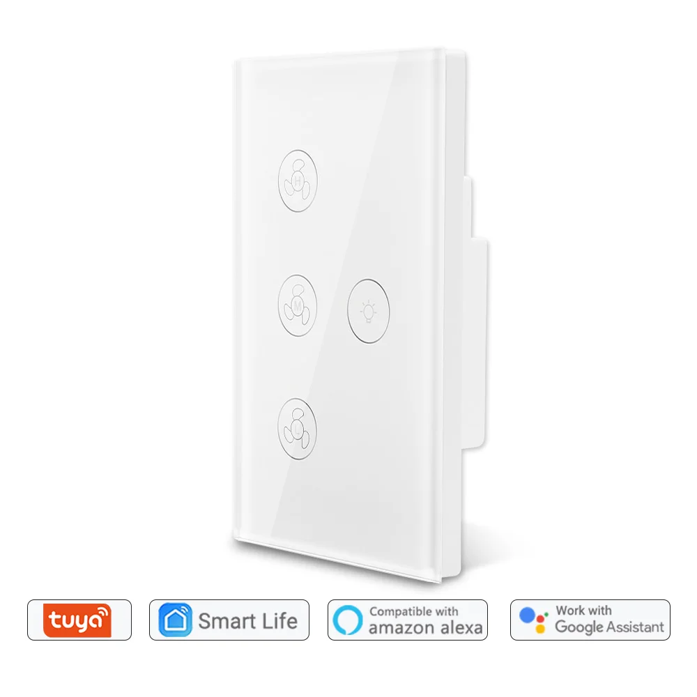 Tuya Smart Life WiFi потолочный вентилятор Выключатель света Google Home Amazon Alexa Голосовое