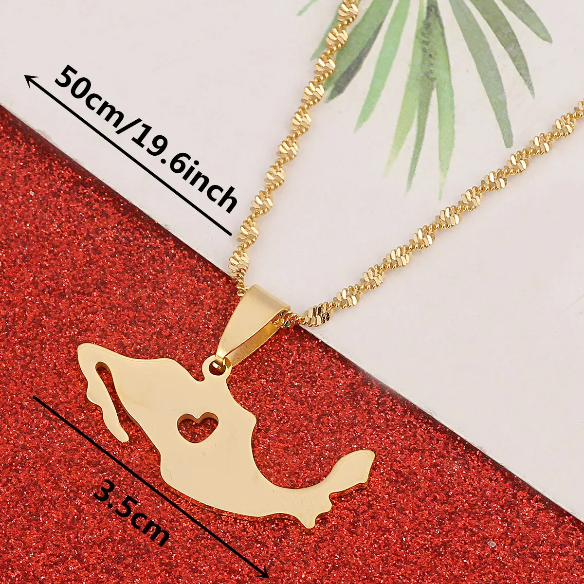 Модное ожерелье из нержавеющей стали с подвеской в виде карты Мексики золотого