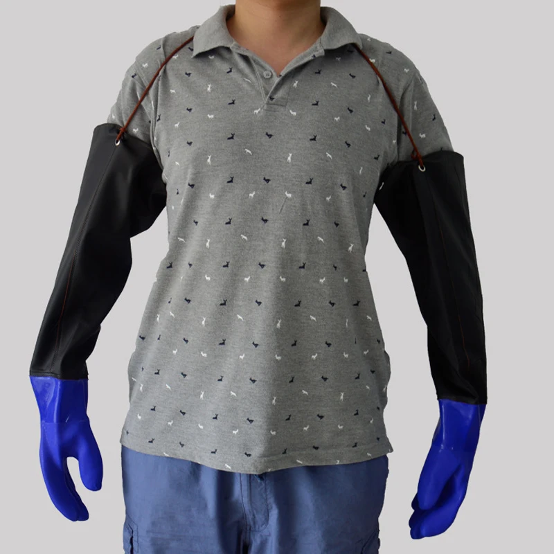 Длинные рукава химические перчатки резиновые рабочие Хлопок облицованный ПВХ