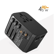 45W PD Universal Travel Adapter with type-c PD45W QC3 4 wall Charger for Macbook Pro Ipad Pro2018 tablet pc laptop charger usb c