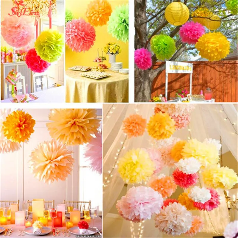 10 шт. бумажные помпоны цветочные шарики для свадебной комнаты|Украшения своими