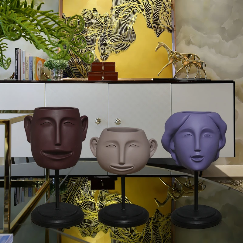 

3Pcs/set Modern Simple Abstract Human Face Flower Vase Decor Figure Flower Pot Resin Art Sculpture Home Office Decoration