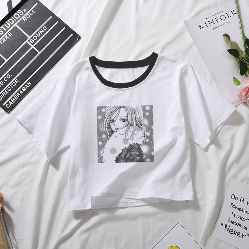 Модный трендовый женский пикантный укороченный топ футболка с баной из аниме