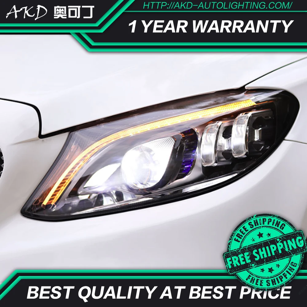 

AKD Car Styling Head Lamp for Benz W205 Headlights 2014-2020 C180 C200 C260 C300 All LED Headlight LED DRL Auto Accessories
