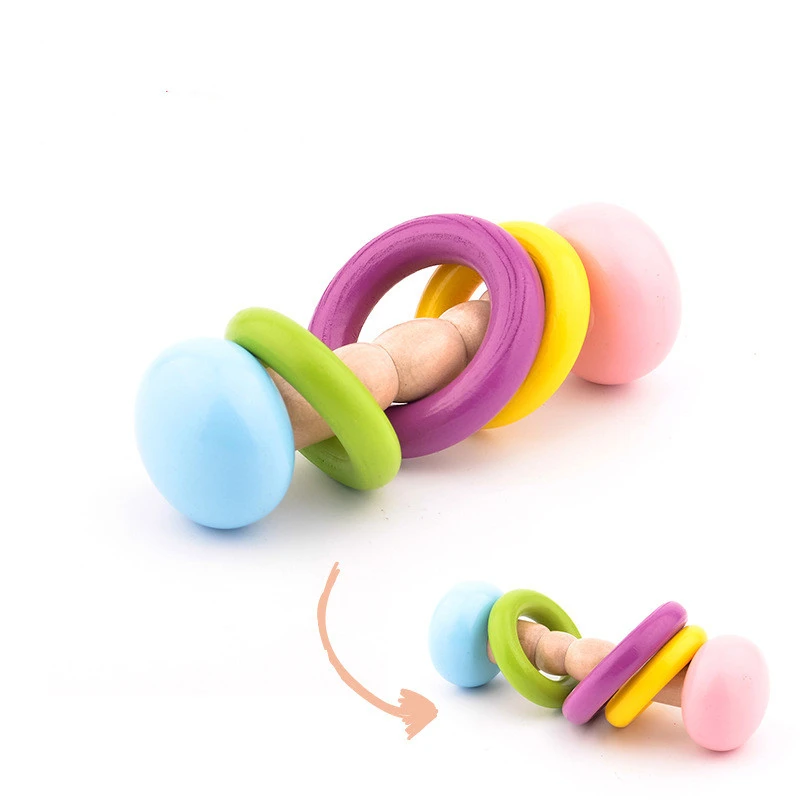 

Baby Wooden Bell Rattle Toys Baby Handbell Musical Educational Toy Instrument Rattles For Toddlers Babies Juguetes 0-12 Month