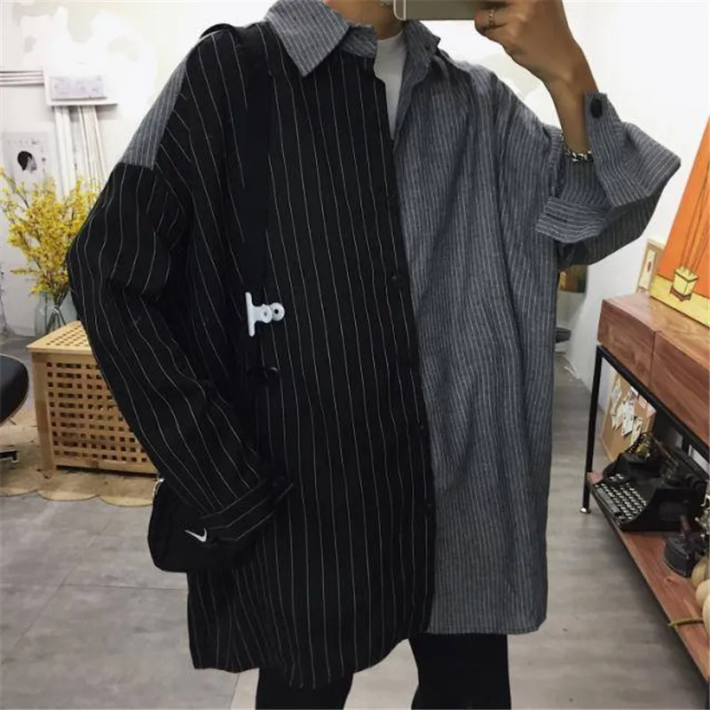 Рубашка мужская с длинным рукавом в стиле пэчворк|Повседневные рубашки| |