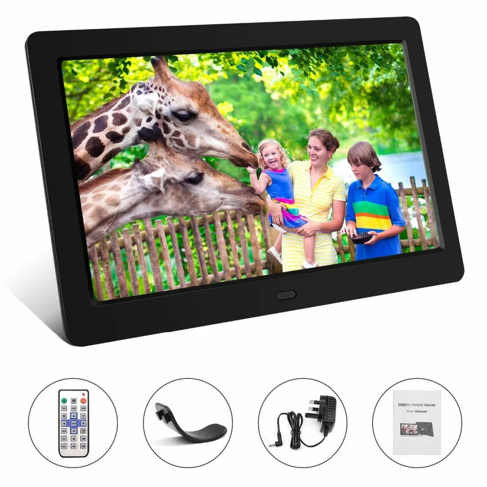 10 дюймов HD ips lcd 1280*800 цифровая фоторамка будильник MP3 MP4 видео плеер с дистанционным управлением рабочего стола