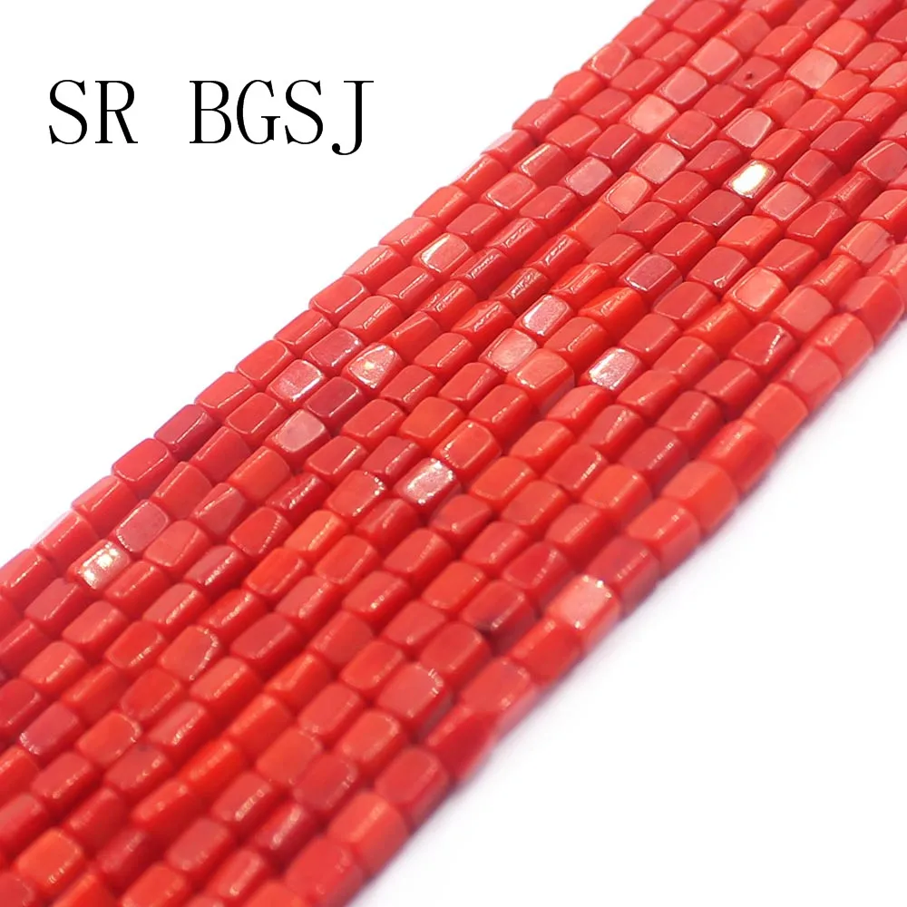 

Free Ship 3x4mm Small Orange Red Natural Coral Jewelry Making for Diy Bracelet Necklace Cubic Seed Spacer Beads 15"
