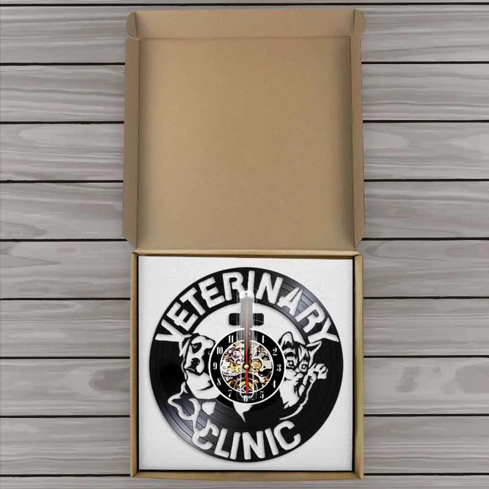 Настенные часы с виниловой пластиной для ухода за животными в ветеринарной
