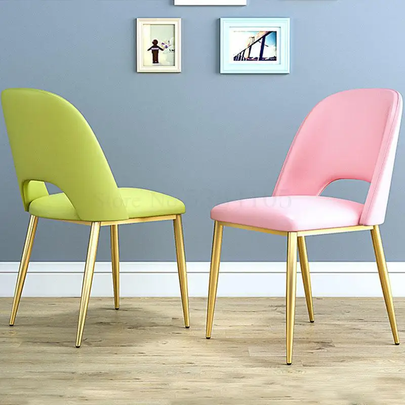 Nordic Family Dining Chair Simple Modern Restaurant Ins Net Red Light Luxury Leather Creative Iron Back Chair| |