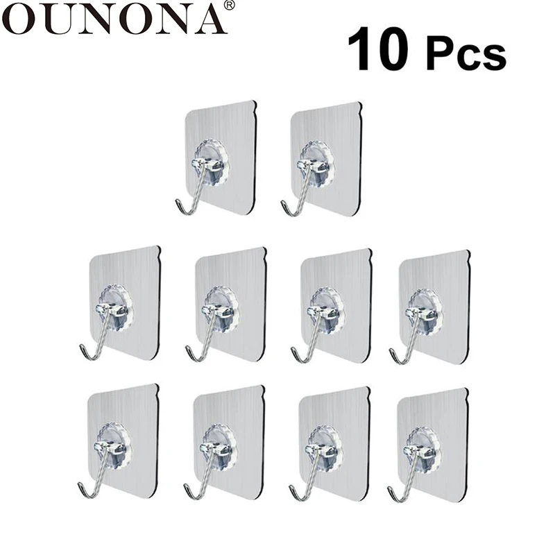 OUNONA 10 шт. настенные крючки Heavy Duty прозрачный кухонная настенная вешалка Клей