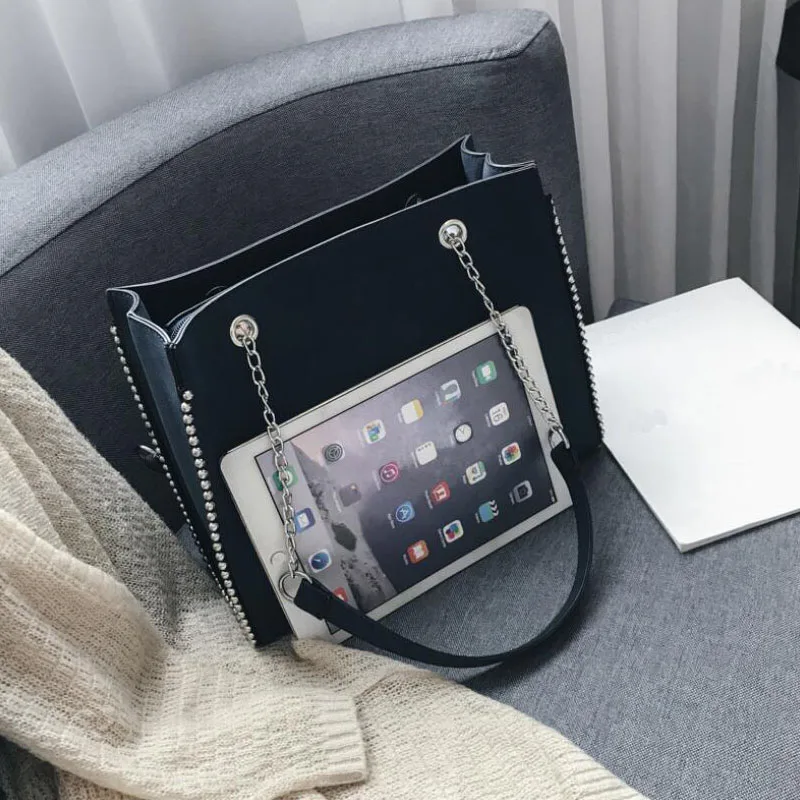 Сумка через плечо на цепочке известные дизайнерские заклепки Диагональ посылка