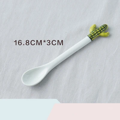 Long Spoon Green 3 1 шт., набор керамических ложек с милым КАКТУСОМ, ложка для кофе, молока, супа, фруктов, мороженого, десерта, чайных ложек, кухонные аксессуары, питьевые инструменты - Цвет: Long Spoon Green 3