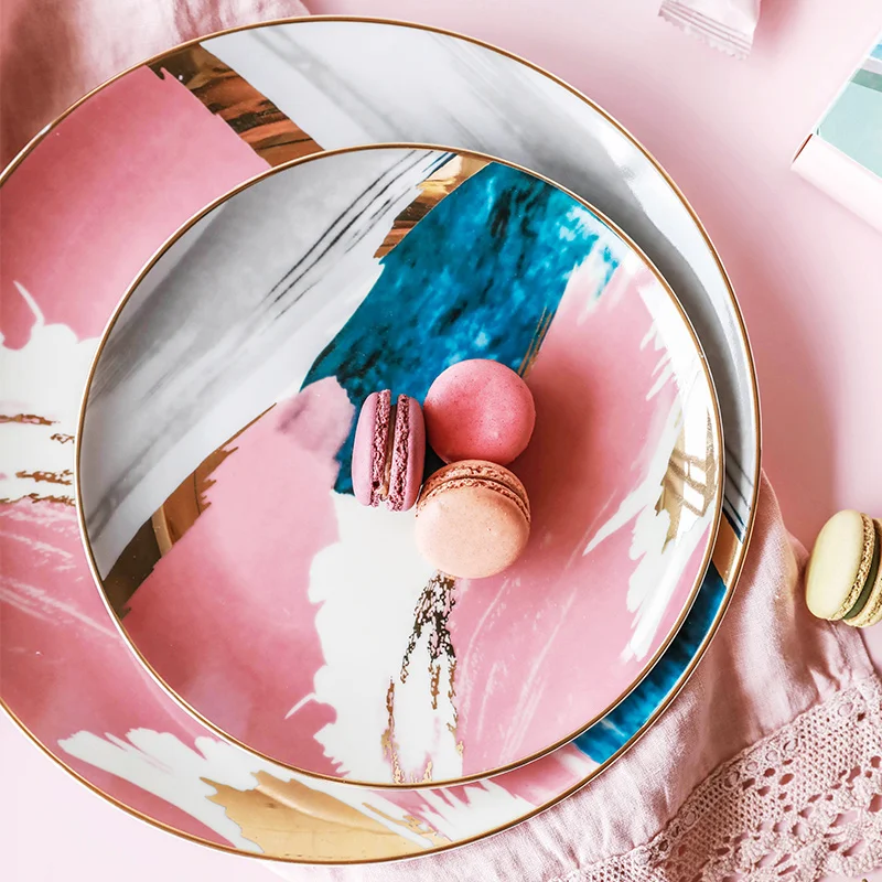 

Watercolor Phnom Penh Ceramic Dessert Steak Plate Household 8/10 Inch Pasta Cake Dinner Plate