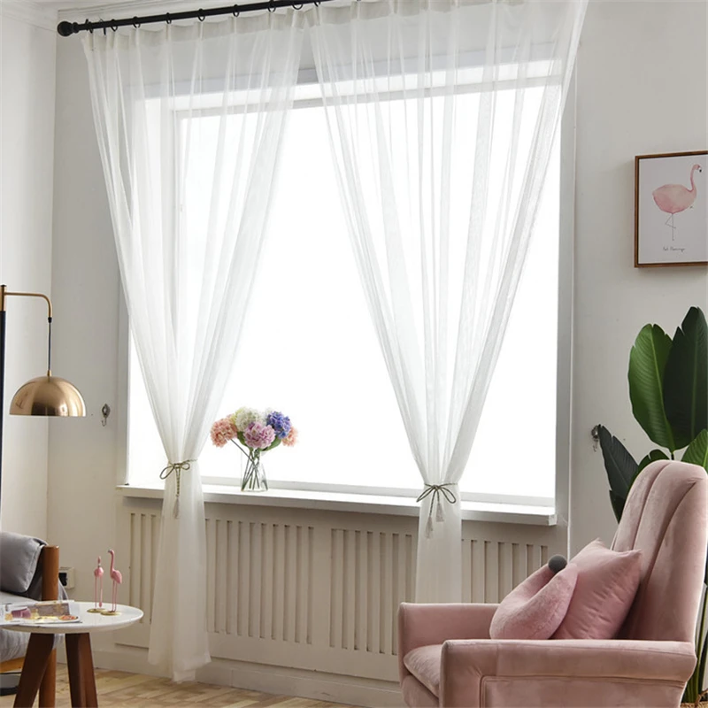 Window Curtain White Curtain For Living Room Bedroom Curtains Light Transmission Tulle For Windows